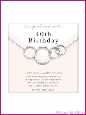 14K Gold Plated Sterling Silver 3 Ring Necklace 18" 40th Birthday Gift